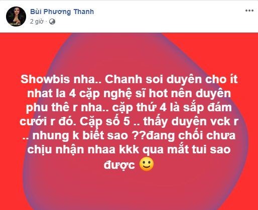 Phuong Thanh tiet lo soi duyen cac cap doi, fan goi ten My Tam