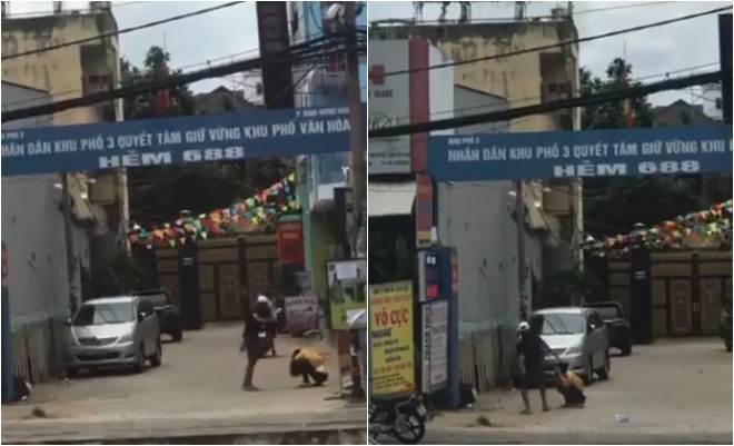 Phan no gai tre bi ban trai danh dap khong thuong tiec giua duong