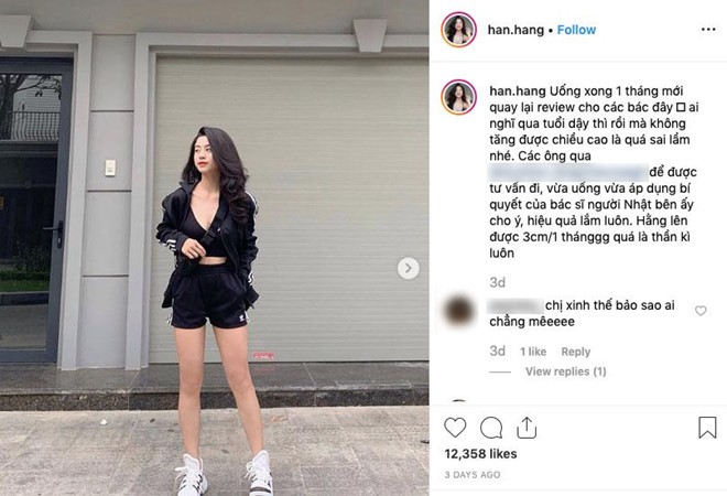 Hotgirl Han Hang bi 'nem da' vi PR thuoc tang chieu cao 3 cm/thang