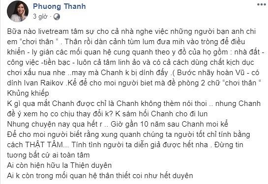 Phuong Thanh tiet lo chuyen tung bi nguoi than choi xau, dan canh