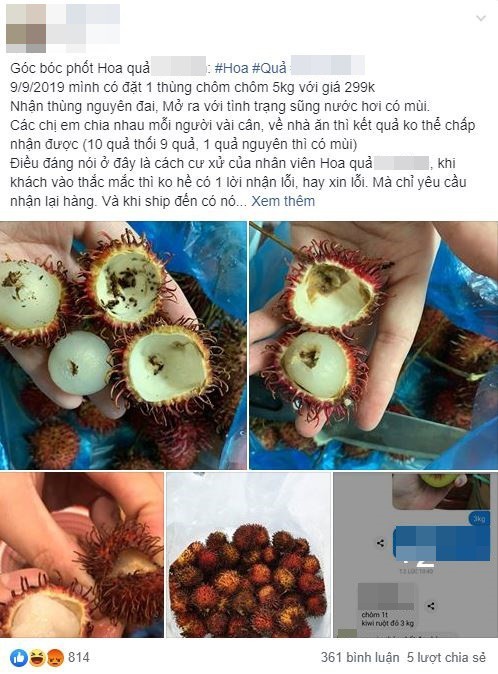 Dat thung chom chom 5kg thi hong gan het, nhan vien dap tra ngo ngang