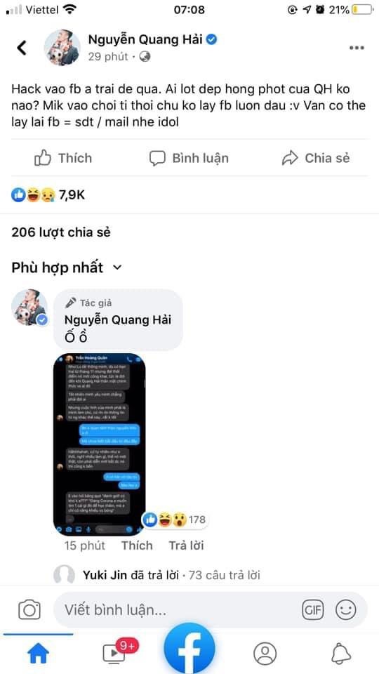 Tranh cai viec cong dong mang “bao like” cho hacker vu Quang Hai