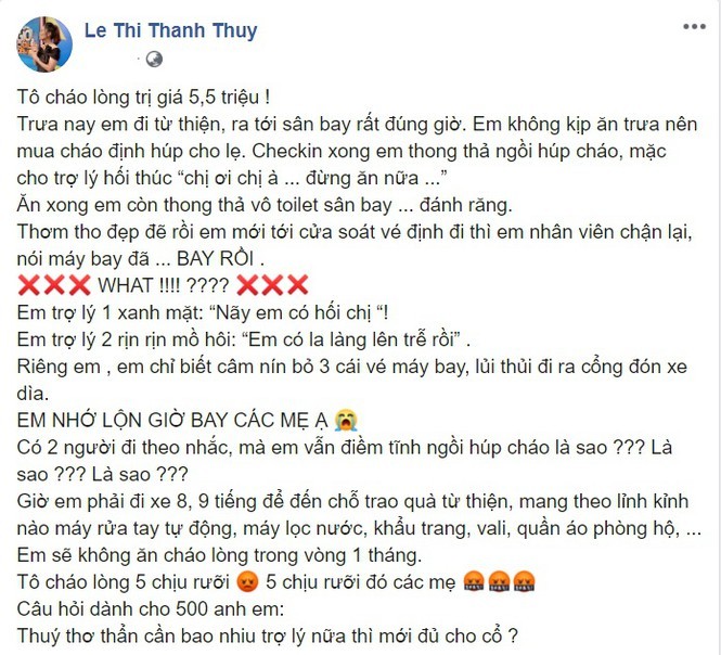 Thanh Thuy xot vi vi cau chuyen 'to chao long gia 5,5 trieu dong'