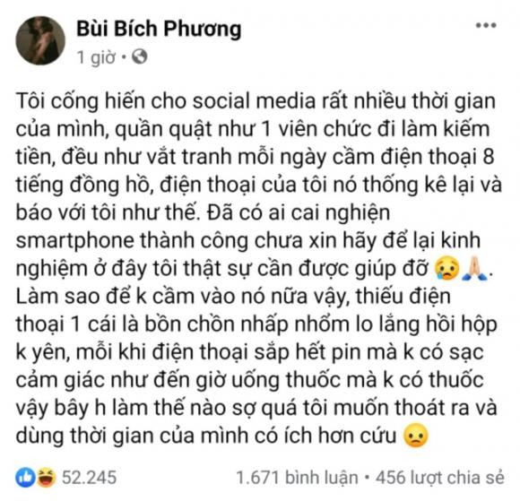 Bich Phuong len mang hoi fan lam the nao de cai nghien dien thoai