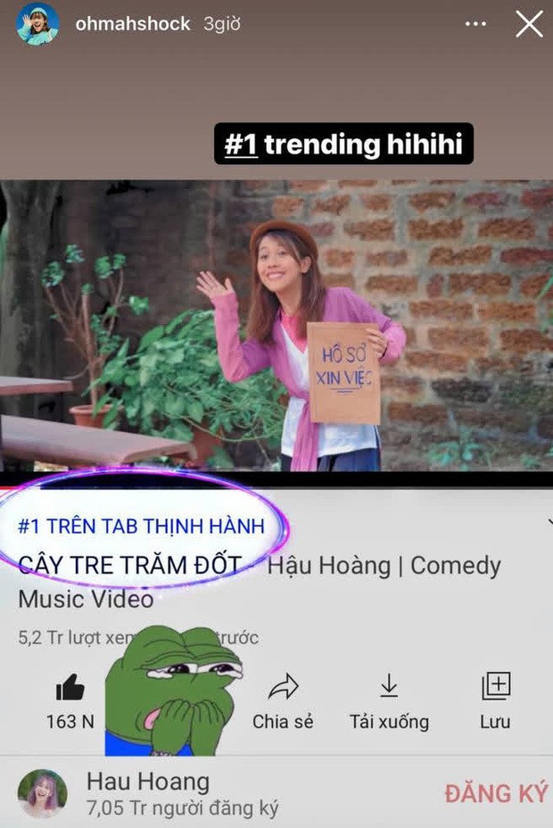  Hậu Hoàng đạt top 1 trending với sản phẩm mới ra mắt. (Ảnh chụp màn hình)