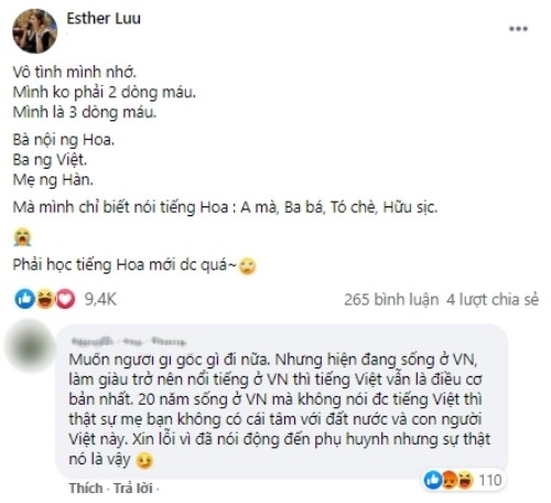 Hari Won phan ung gat khi me de bi mia mai khong noi duoc tieng Viet