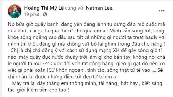 Nathan Lee quay banh showbiz, My Le nhan: Tra lai thang em thong minh cho tao