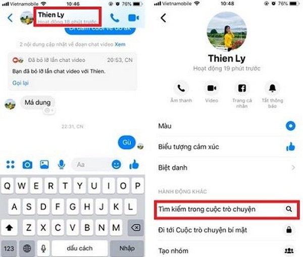 Cach tim lai noi dung cu tren messenger chi trong vong 1 not nhac