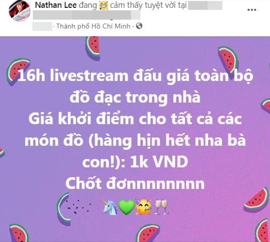 Nathan Lee tuyen bo se ban dau gia toan bo do dac trong nha