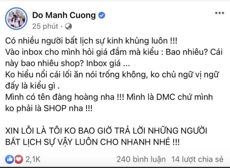 NTK Do Manh Cuong bi chi trich vi thai do “chanh choe”