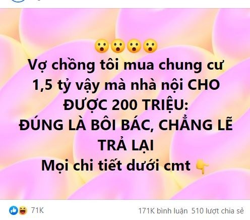 Nang dau che ben noi boi bac vi mua nha 1,5 ty chi cho 200 trieu