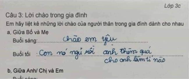 Hoc sinh lop 3 ta canh yeu cua bo me, doc hoi thoai soc tan oc