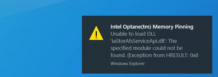 Khac phuc loi bo nho Intel Optane do ban cap nhat Windows 10 2004