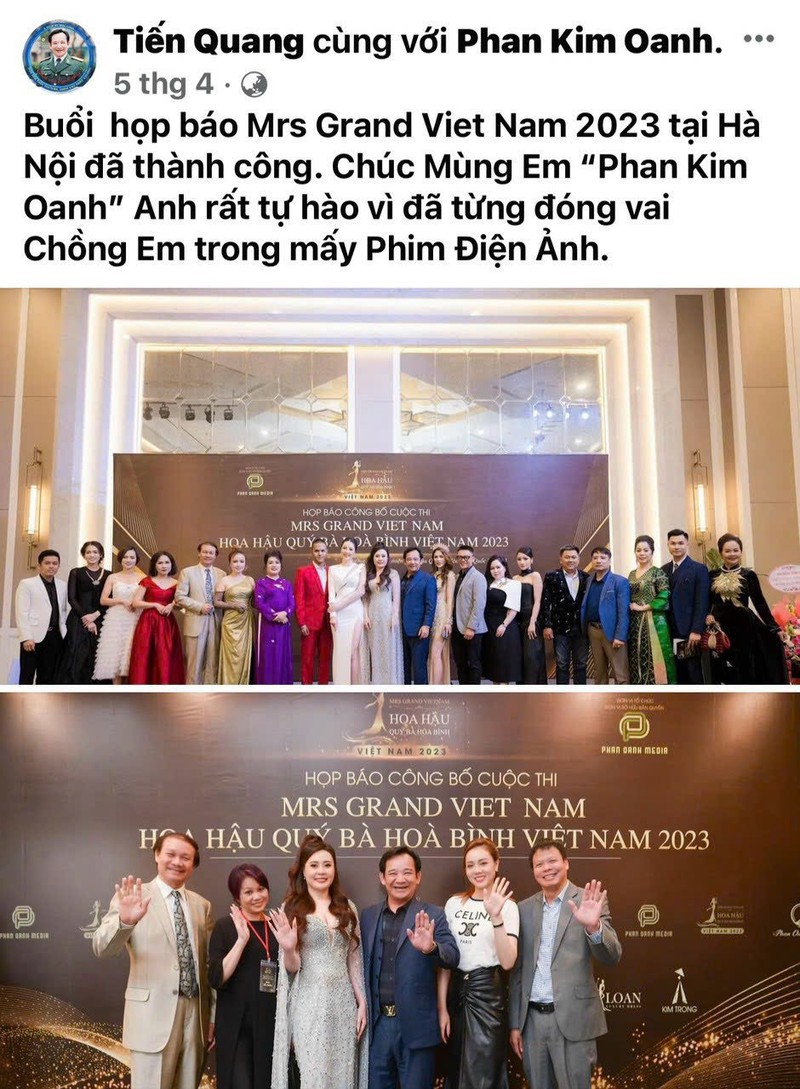 Nghe si Quang Teo than thiet voi Hoa hau Phan Kim Oanh khien dan mang thac mac