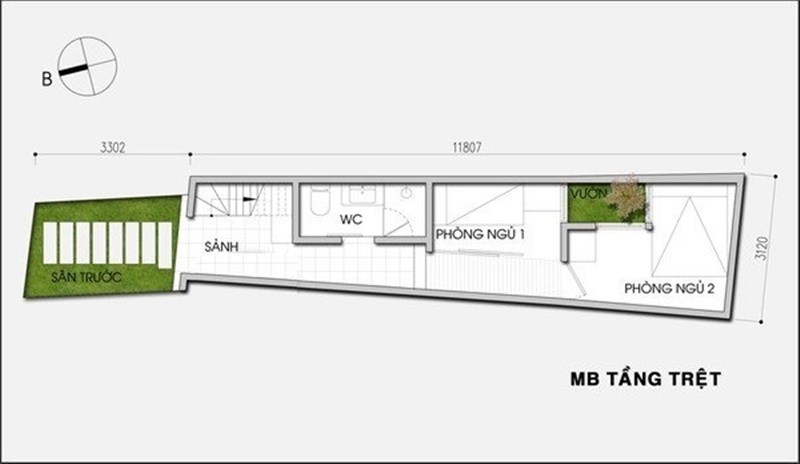 Tu van thiet ke nha 38,7m2 tren manh dat mat tien no hau