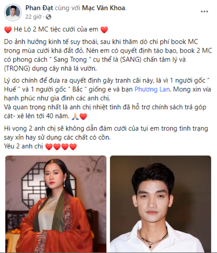 Nho Mac Van Khoa lam MC hon le, chong sao nu 