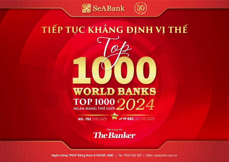 SeABank lien tuc tang trong bang xep hang  “Top 1000 Ngan hang the gioi”