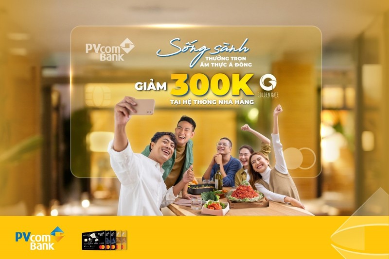 Giam 300.000 dong khi thanh toan bang  the PVcomBank Mastercard tai  Golden Gate