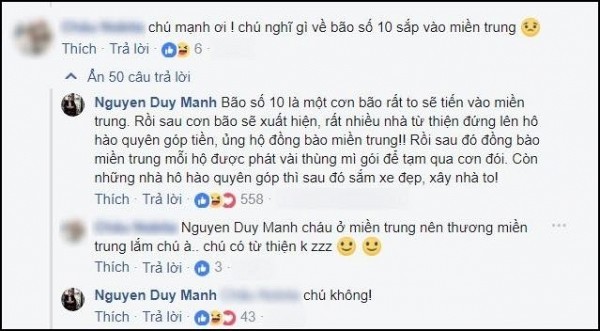 Duy Manh "gay bao" khi phat ngon ve lam tu thien sau bao so 10