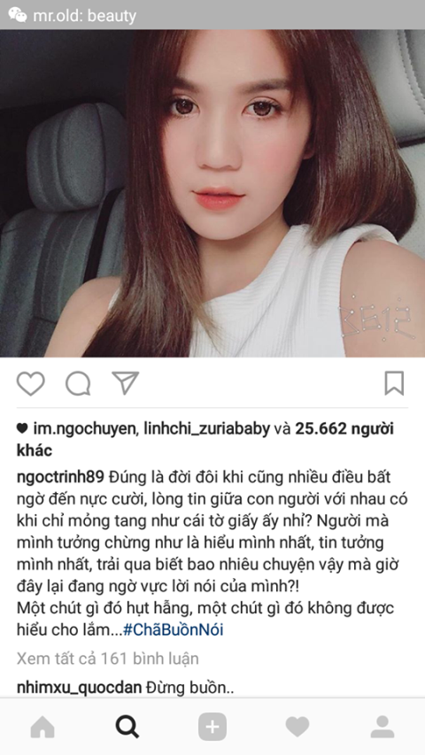 Bi Khac Tiep nghi ngo, Ngoc Trinh bo vo khong con cho dua?