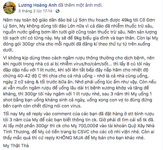 Facebook Luong Hoang Anh tung tin sai ve toi Ly Son bi phat nang