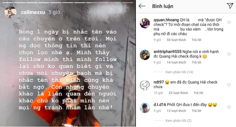 Co gai bi nhac trong doan chat cua Quang Hai: “Minh khong quen biet“