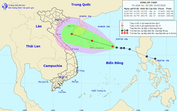 Thoi tiet ngay 31/7: Tay Nguyen va Nam Bo co noi mua to