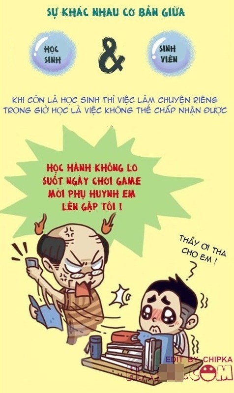 Khac biet giua hoc sinh, sinh vien qua anh che ngo nghinh