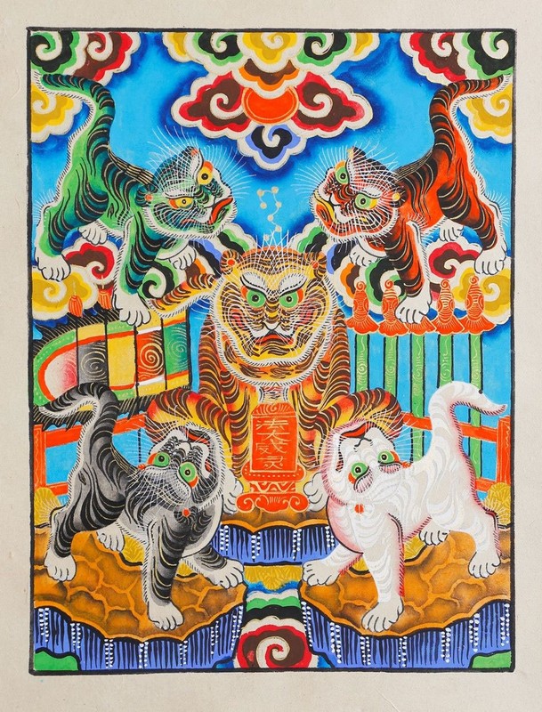 Y nghia tam linh cua Ngu Ho trong tranh dan gian Hang Trong-Hinh-4