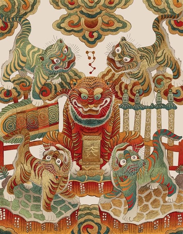 Y nghia tam linh cua Ngu Ho trong tranh dan gian Hang Trong-Hinh-8