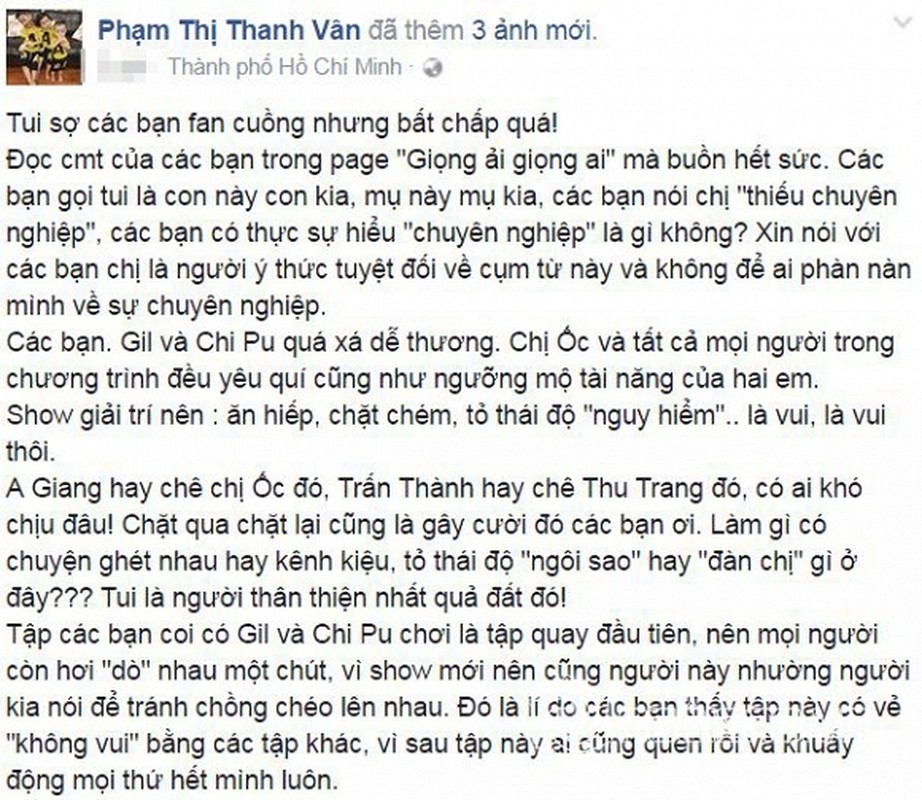 Oc Thanh Van buc xuc len tieng khi bi fan Chi Pu cong kich