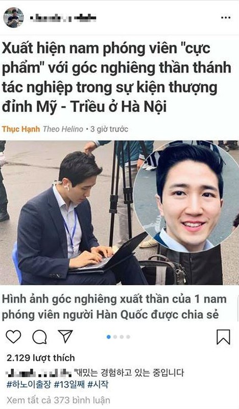 Nam PV Han Quoc hao hung khoe duoc len bao Viet Nam