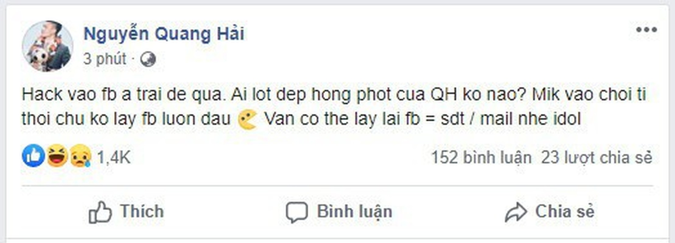 Hau lo tin nhan nhay cam, ban gai Quang Hai co trang thai la