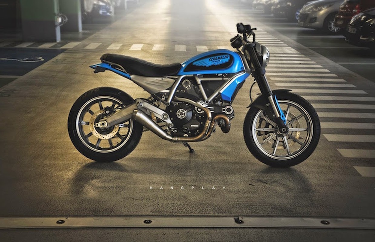 Hinh anh sieu xe Ducati Scrambler baby blue do kieu Phap