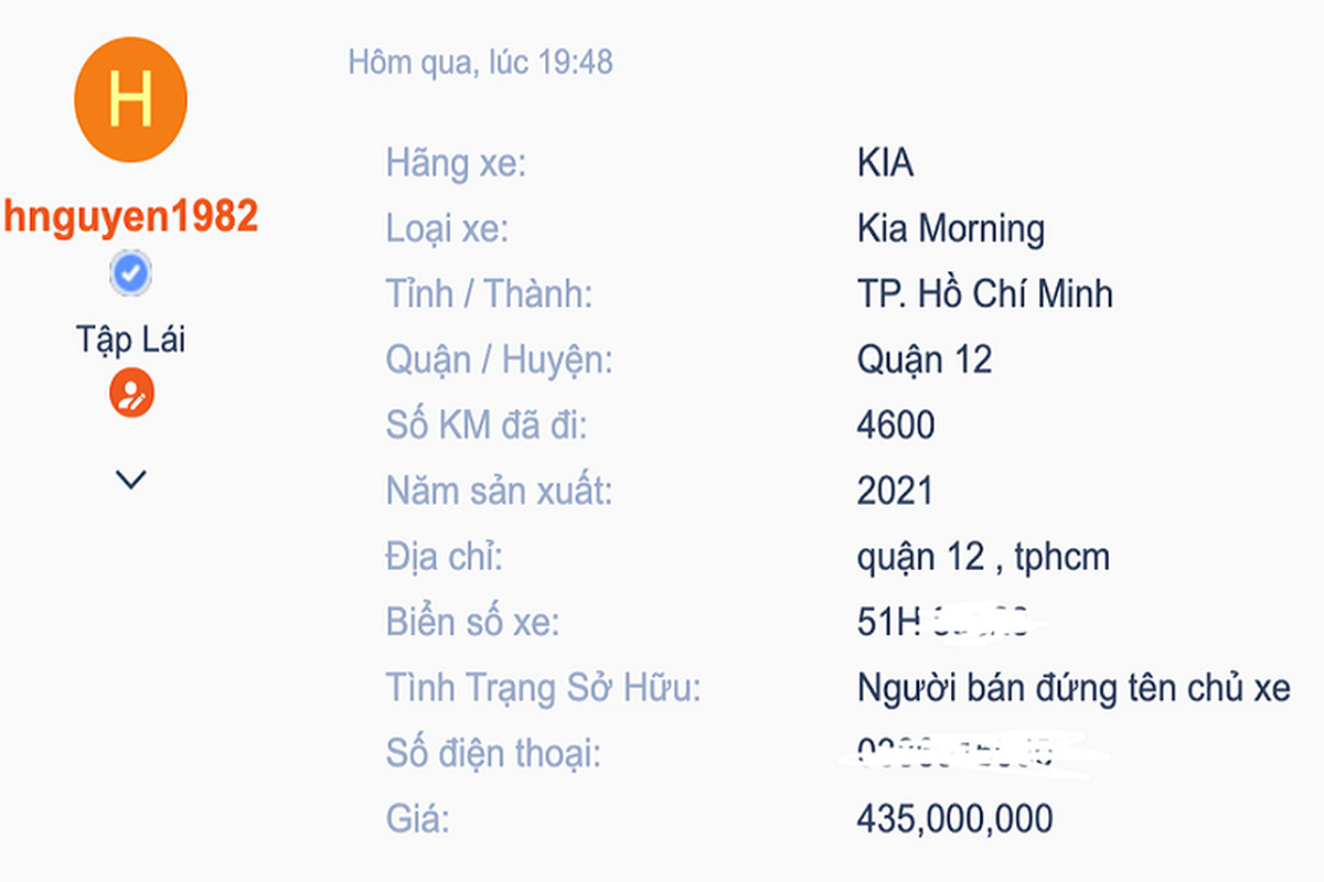 Kia Morning 2021 dau tien tai Viet Nam len san xe cu Sai Gon-Hinh-2