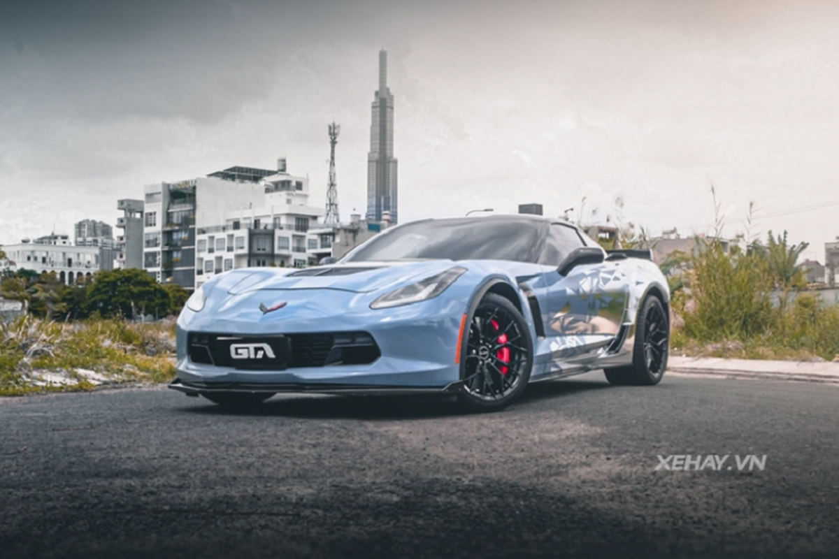 Ngam chiec Chevrolet Corvette C7 Z06 xanh duong doc nhat Viet Nam