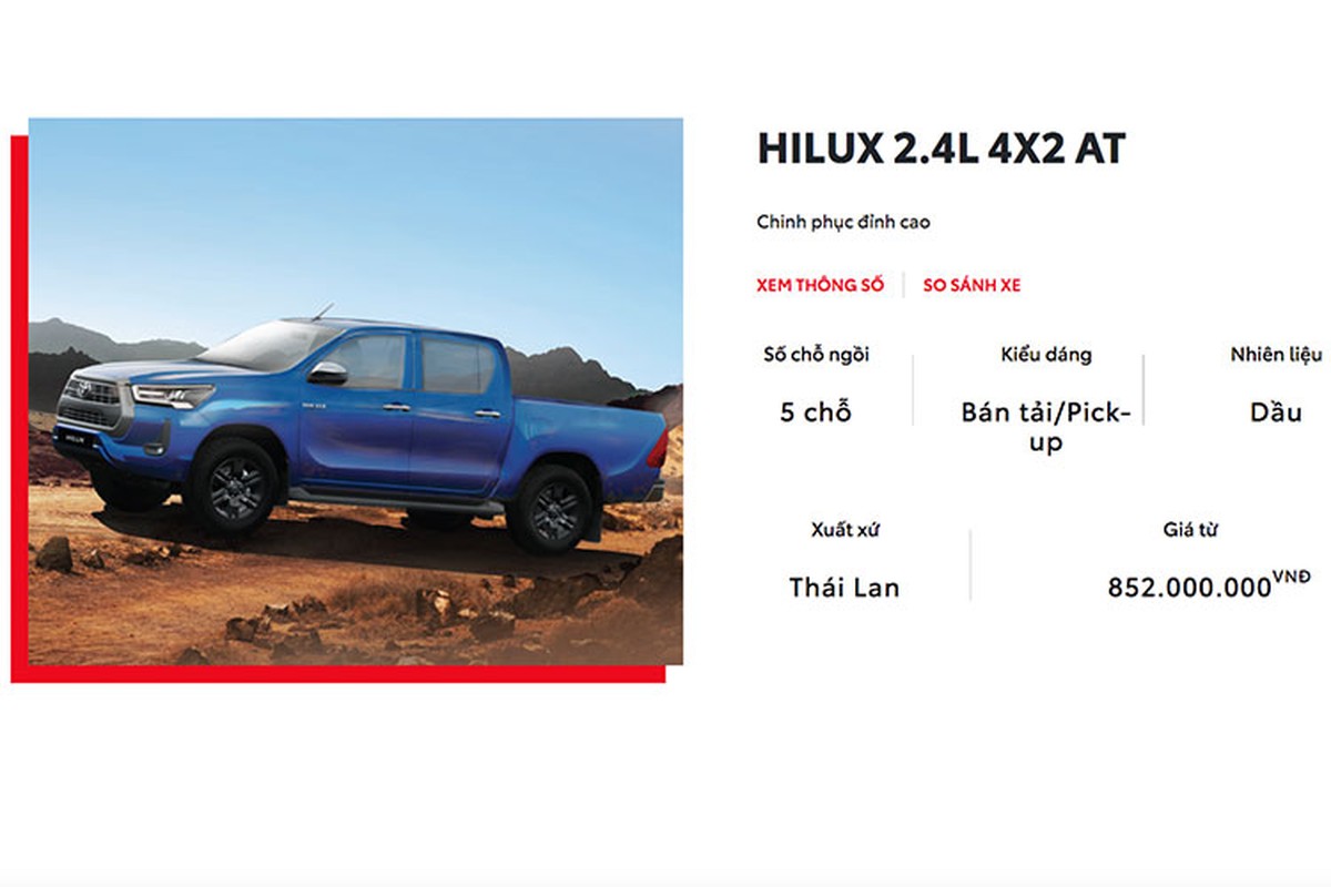 Toyota Hilux 2023 tang gia ban toi 180 trieu dong tai Viet Nam