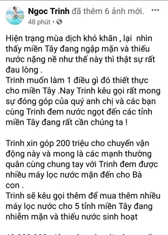 Ngoc Trinh ung ho... sao khong keu goi vi mien Trung nhu Thuy Tien?-Hinh-4