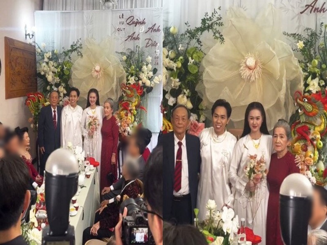 Anh Duc and his 12-year-old wife wearing gold necklaces at the wedding ceremony - Photo 3