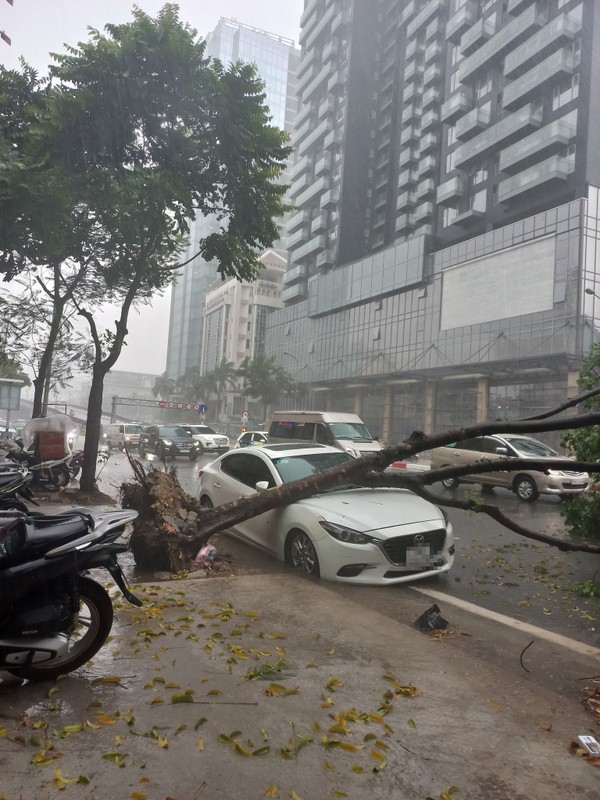 Ha Noi: Mua lon khien nhieu tuyen pho ngap, cay do de o to-Hinh-10