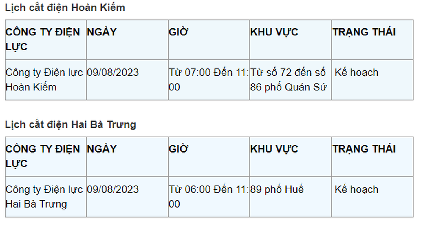 Lich cat dien Ha Noi ngay 9/8: Nhieu quan, huyen co ke hoach cat-Hinh-2