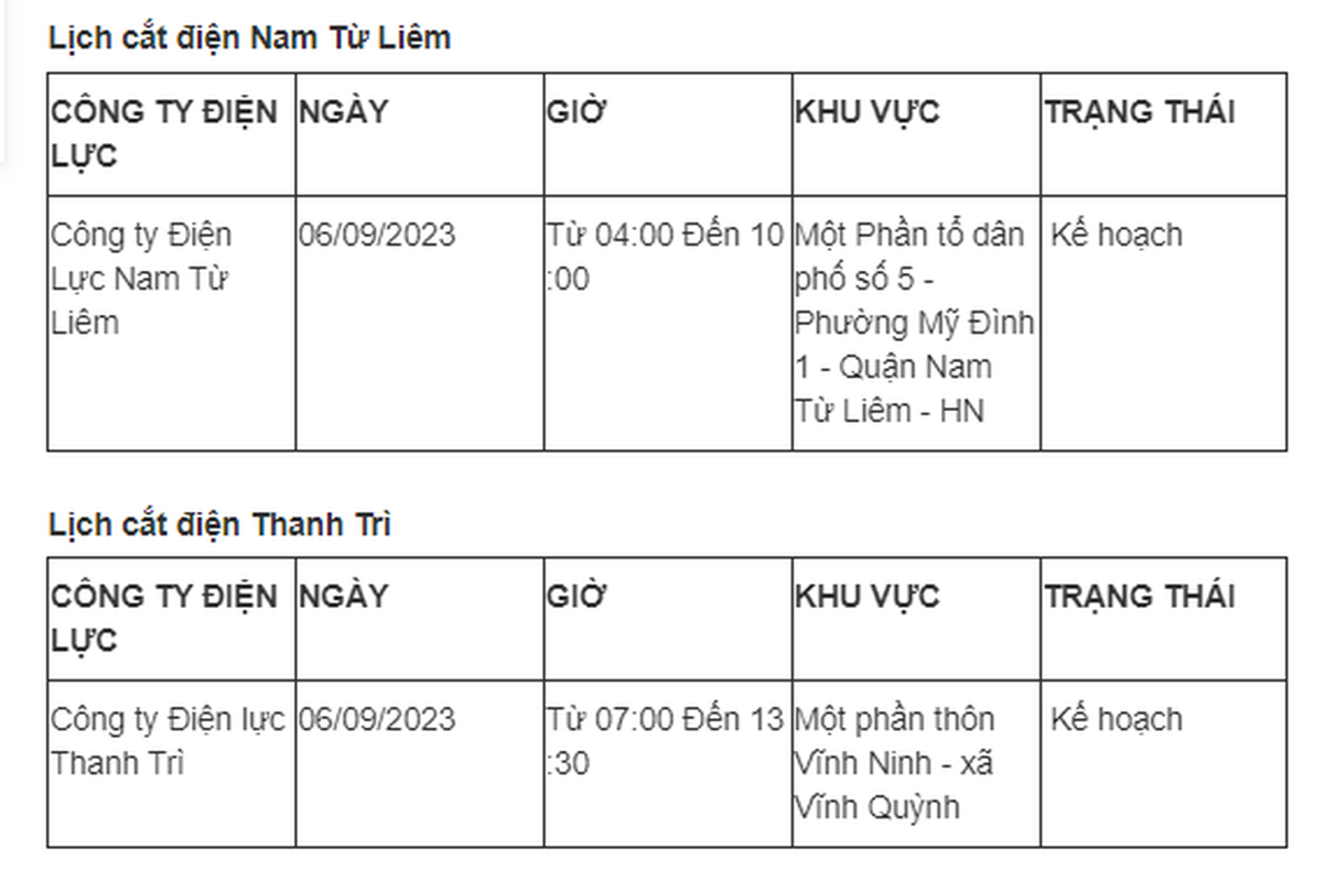 Lich cat dien Ha Noi ngay 6/9: Nhieu quan, huyen nam trong ke hoach-Hinh-3