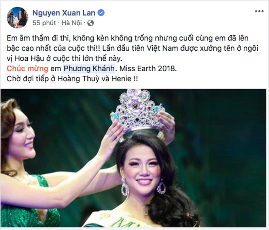 Sao Viet ron rang chuc mung Phuong Khanh dang quang Miss Earth-Hinh-8