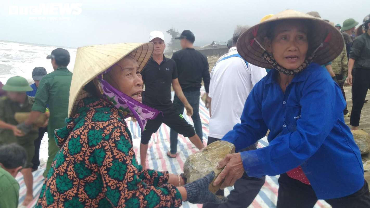 Nguoi Ha Tinh dam mua cuu ke bien truoc bao 