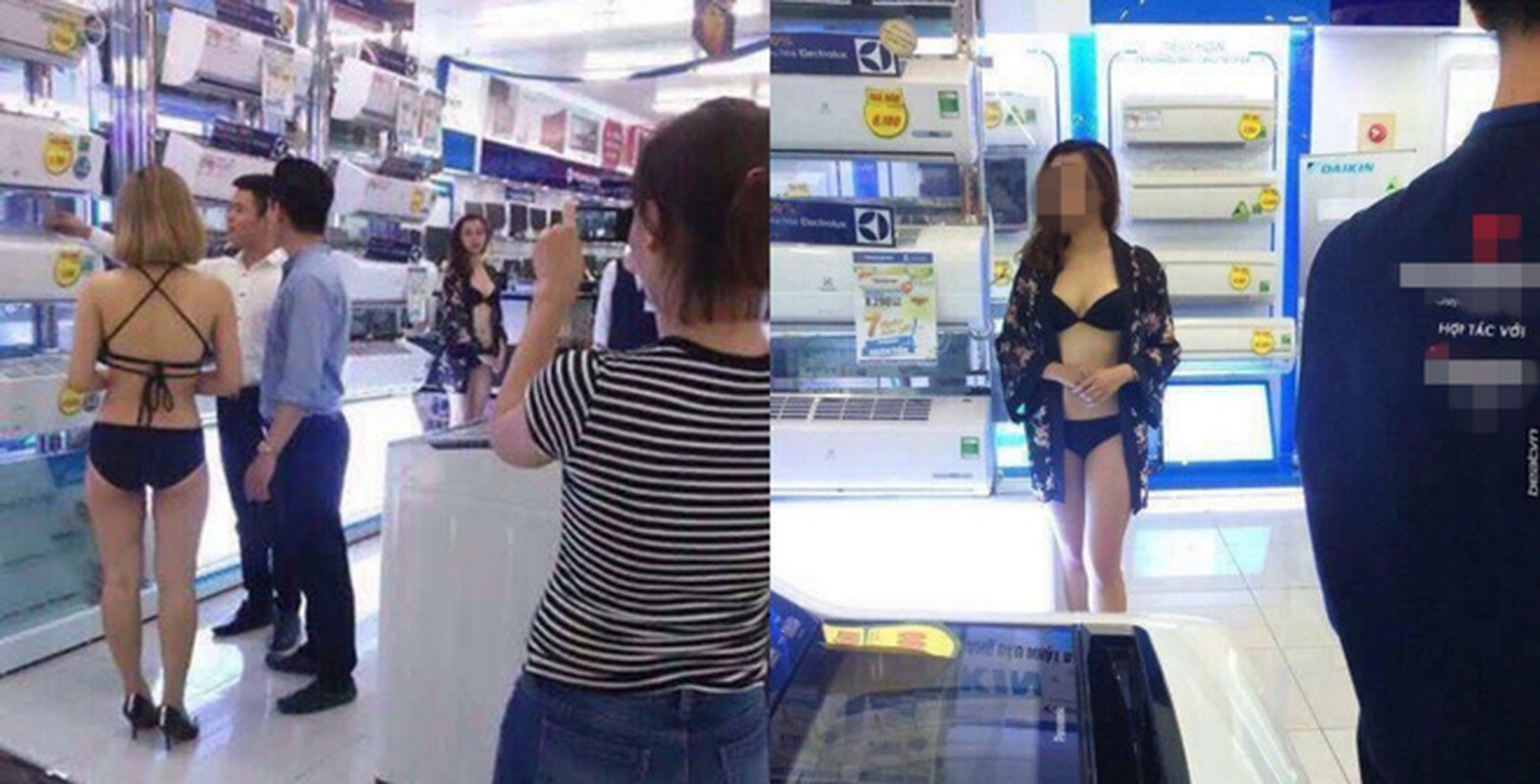 Sieu thi Tran Anh tiep thi bang mau bikini ban dieu hoa