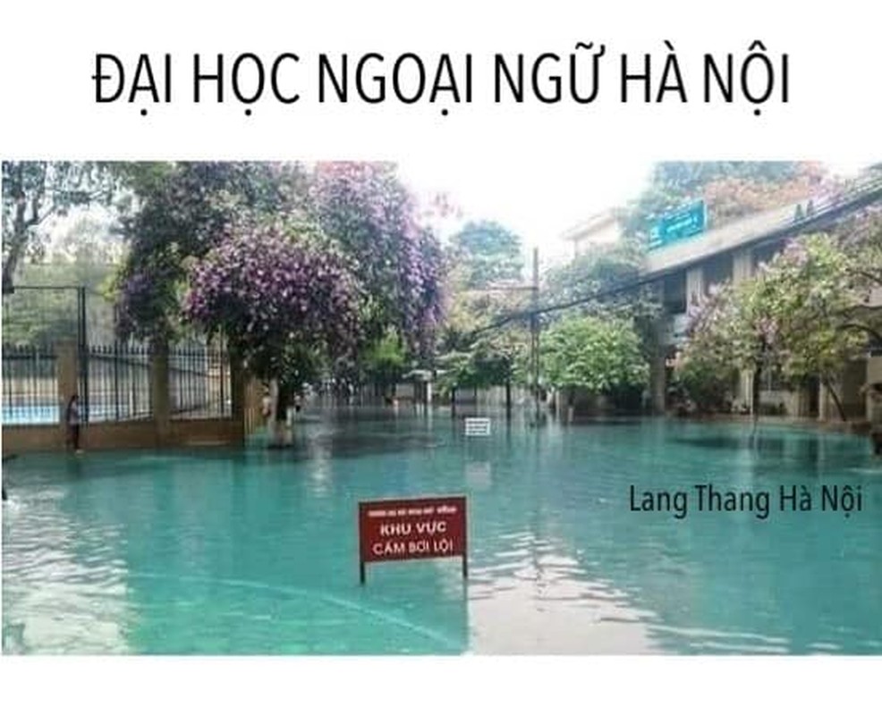 Ha Noi ngap nuoc, san cac truong dai hoc lon bong bi che anh-Hinh-11