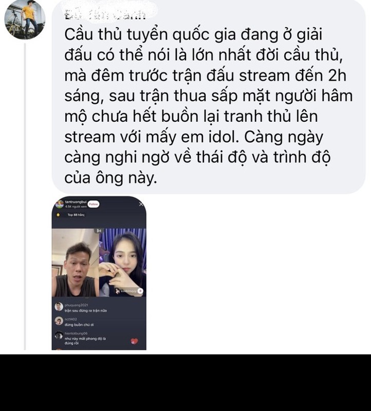 Doi tuyen Viet Nam thua, Tan Truong livestream sau tran nhan du gach da-Hinh-3