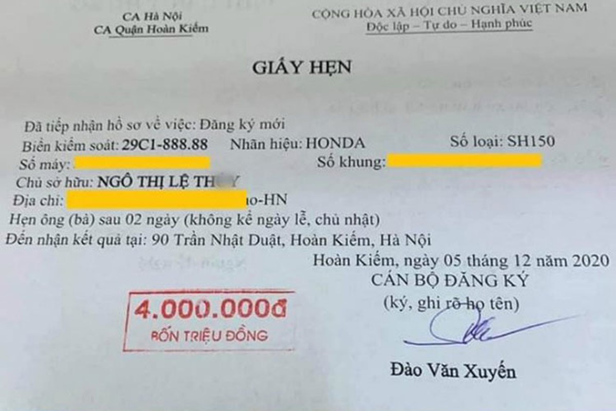 Honda SH bien 29C1-888.88 Ha Noi, sang tay 