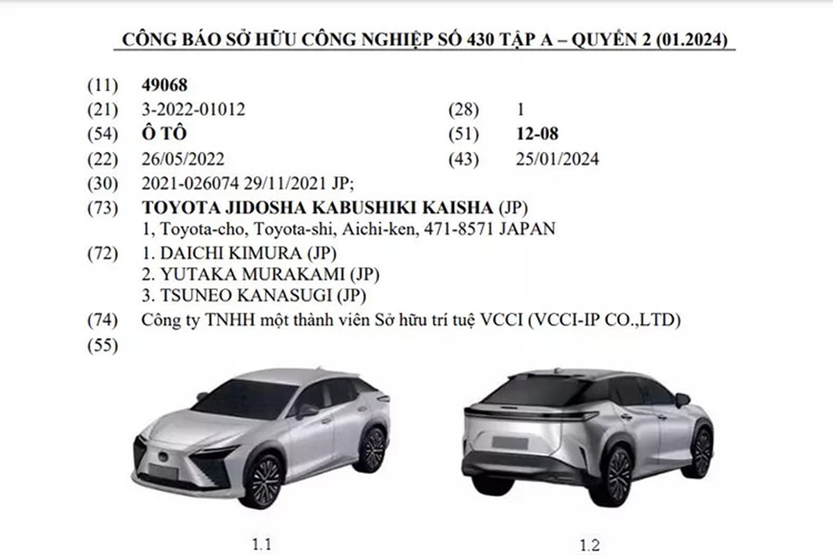 View - 	Lexus RZ đăng ký bảo hộ tại Việt Nam, sẵn sàng đấu Mercedes EQC