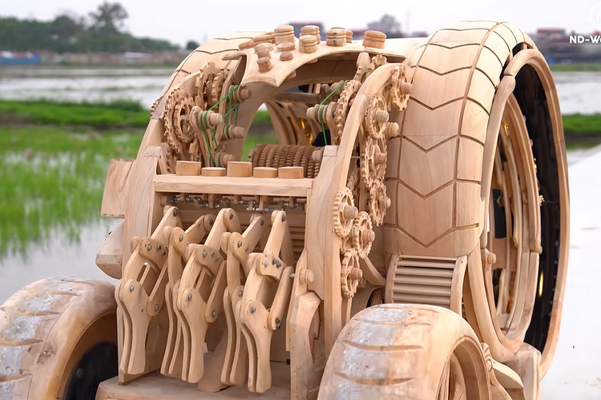 View - 	Tận mục chiếc ôtô gỗ độc lạ phác thảo của AI của thợ mộc Việt